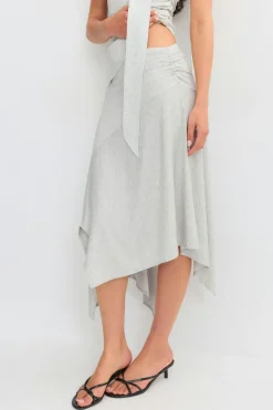 Re tok drapy skirt - Grau - Dame - Gina Tricot