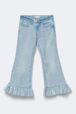 Re tok ruffle detail jeans - Blau - Dame - Gina Tricot