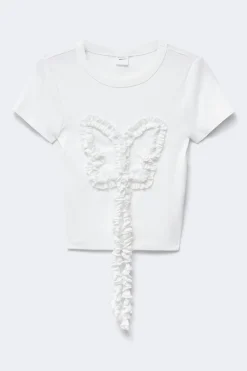 Re tok ruffled tee - Weiß - Dame - Gina Tricot