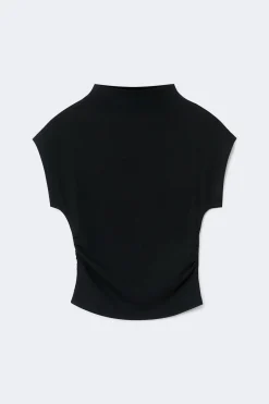 Ruched funnel neck top - Schwarz - Dame - Gina Tricot