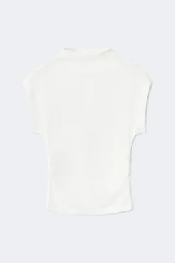 Ruched funnel neck top - Weiß - Dame - Gina Tricot