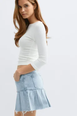 Ruffle babe denim skirt - Blau - Dame - Gina Tricot