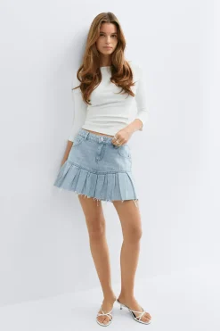 Ruffle babe denim skirt - Blau - Dame - Gina Tricot