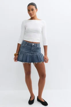 Ruffle babe denim skirt - Blau - Dame - Gina Tricot