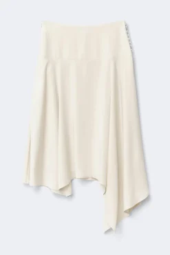 Satin asymmetric skirt - Weiß - Dame - Gina Tricot