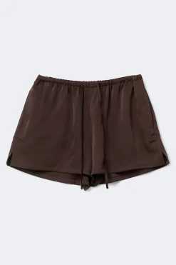 Satin drawstring shorts - Braun - Dame - Gina Tricot