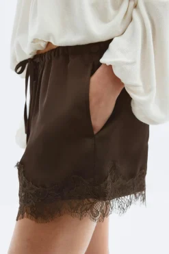 Satin lace shorts - Braun - Dame - Gina Tricot