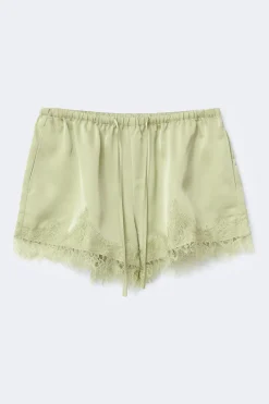 Satin lace shorts - Grün - Dame - Gina Tricot