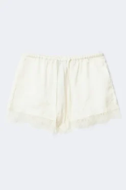 Satin lace shorts - Weiß - Dame - Gina Tricot