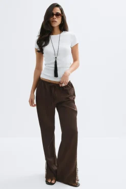 Satin lace trousers - Braun - Dame - Gina Tricot