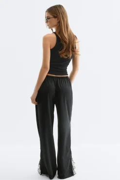Satin lace trousers - Schwarz - Dame - Gina Tricot