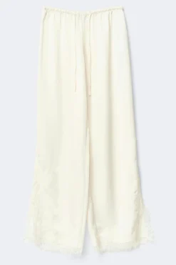 Satin lace trousers - Weiß - Dame - Gina Tricot