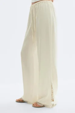 Satin lace trousers - Weiß - Dame - Gina Tricot