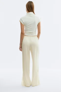 Satin lace trousers - Weiß - Dame - Gina Tricot