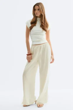 Satin lace trousers - Weiß - Dame - Gina Tricot