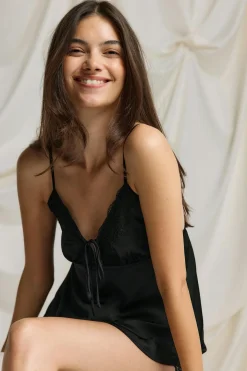 Satin loungewear singlet - Schwarz - Dame - Gina Tricot