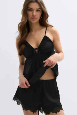 Satin loungewear singlet - Schwarz - Dame - Gina Tricot