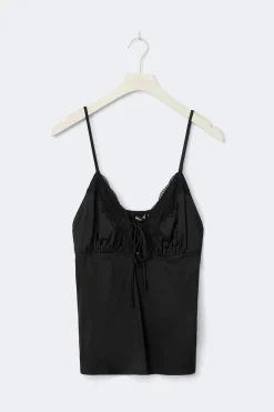 Satin loungewear singlet - Schwarz - Dame - Gina Tricot