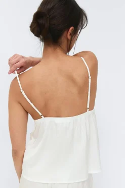Satin loungewear singlet - Weiß - Dame - Gina Tricot