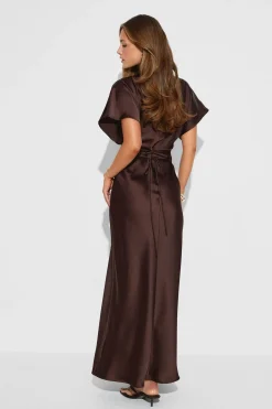 Satin maxi dress - Braun - Dame - Gina Tricot