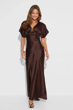 Satin maxi dress - Braun - Dame - Gina Tricot