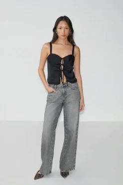 Satin singlet - Schwarz - Dame - Gina Tricot