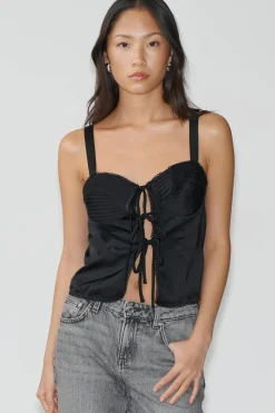 Satin singlet - Schwarz - Dame - Gina Tricot