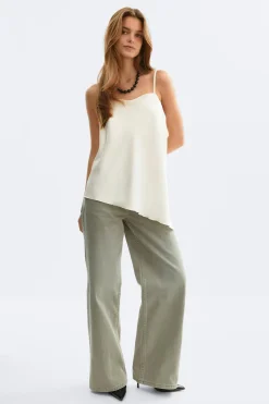 Satin singlet - Weiß - Dame - Gina Tricot