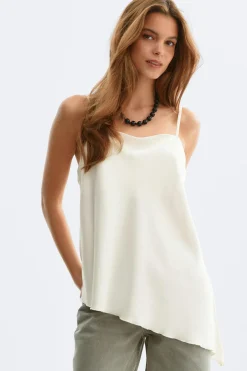 Satin singlet - Weiß - Dame - Gina Tricot