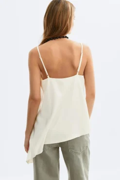Satin singlet - Weiß - Dame - Gina Tricot