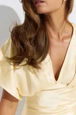 Satin top - Gelb - Dame - Gina Tricot