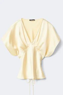 Satin top - Gelb - Dame - Gina Tricot