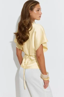 Satin top - Gelb - Dame - Gina Tricot