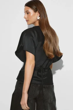 Satin top - Schwarz - Dame - Gina Tricot