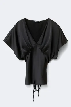 Satin top - Schwarz - Dame - Gina Tricot