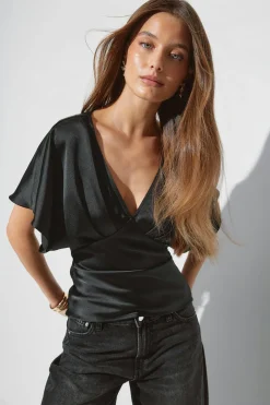 Satin top - Schwarz - Dame - Gina Tricot