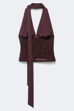 Scarf halterneck top - Braun - Dame - Gina Tricot