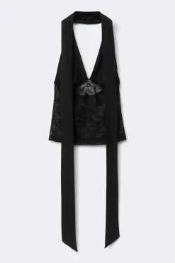 Scarf halterneck top - Schwarz - Dame - Gina Tricot