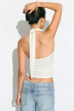 Seashell detail halterneck top - Weiß - Dame - Gina Tricot