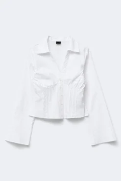 Seersucker shirt - Weiß - Dame - Gina Tricot