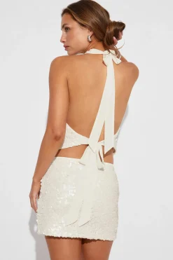 Sequin mini skirt - Weiß - Dame - Gina Tricot