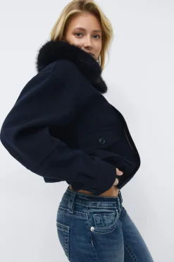 14+ shaped felt jacket - Blau - Gina Tricot