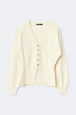 Shaped knitted cardigan - Weiß - Dame - Gina Tricot
