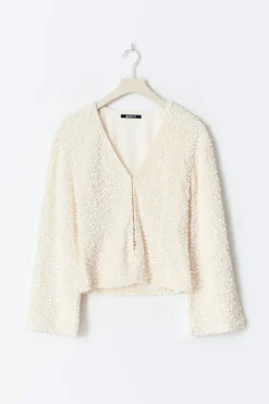 Shaped sequin top - Weiß - Dame - Gina Tricot