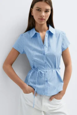 Shaped shirt - Blau - Dame - Gina Tricot