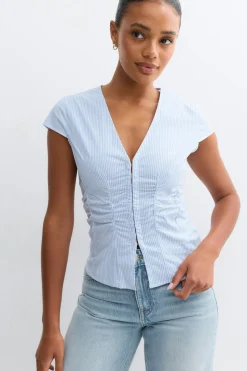 Shaped shirt - Blau - Dame - Gina Tricot