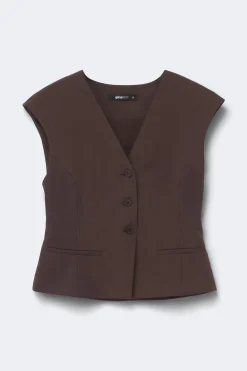 Shaped vest - Braun - Dame - Gina Tricot