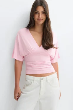 Shaped v-neck top - Rosa - Dame - Gina Tricot