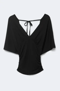 Shaped v-neck top - Schwarz - Dame - Gina Tricot
