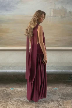 Shawl maxi dress - Rot - Dame - Gina Tricot